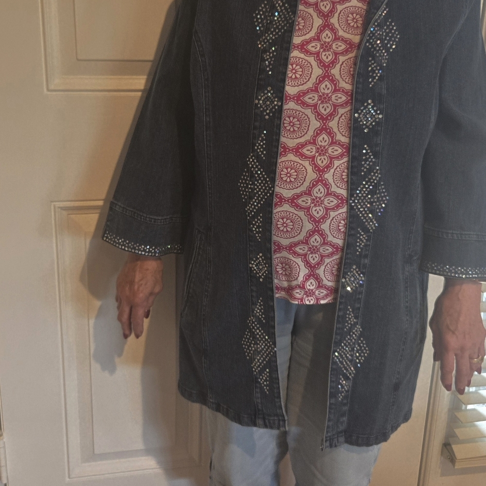 Katina Marie Denim Jacket Embellished With Rhinestones
